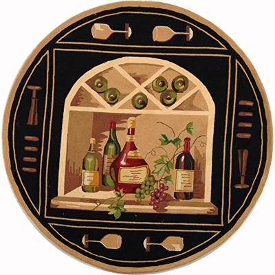 Safavieh Chelsea Collection HK254B Hand-Hooked Black and Multi Premium Wool Round Area Rug (5'6" Dia