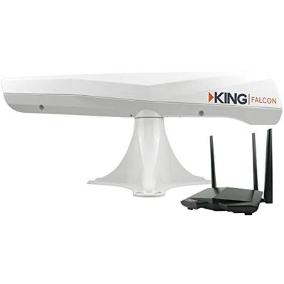 KING KF1000 Falcon Automatic Directional WiFi Antenna with WiFiMax Router and Range Extender - White