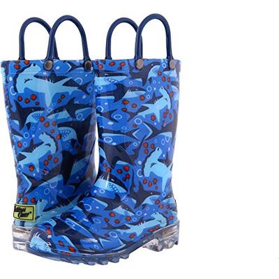 Western Chief Men's Light-Up Waterproof Rain Boot, Blue 12 M US Little Kid