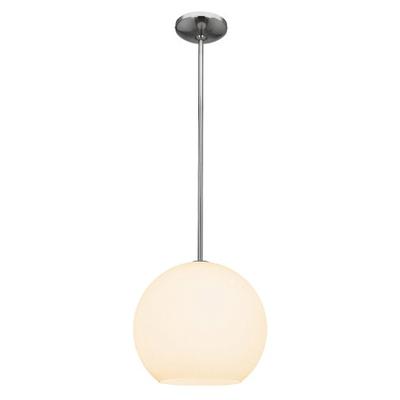 Nitrogen - 12"dia Pendant - Brushed Steel Finish - Opal Glass Shade
