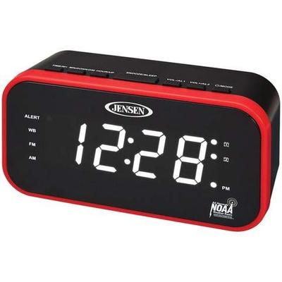 Jensen JEP-150 AM/FM Band Clock Radio with Weather Alert, Multicolor
