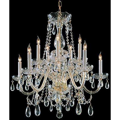 Crystorama 1130-PB-CL-SAQ Crystal Five Light Chandeliers from Traditional Crystal collection in Bras