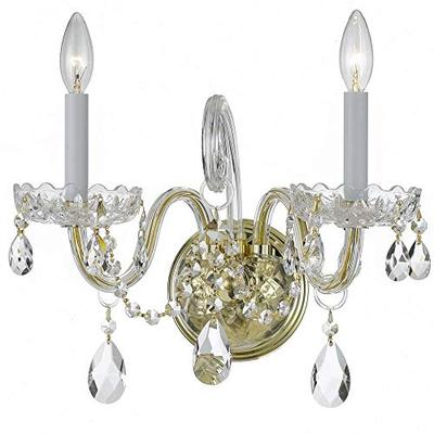 Crystorama 1032-PB-CL-SAQ Transitional Two Light Wall Sconce from Traditional Crystal collection in